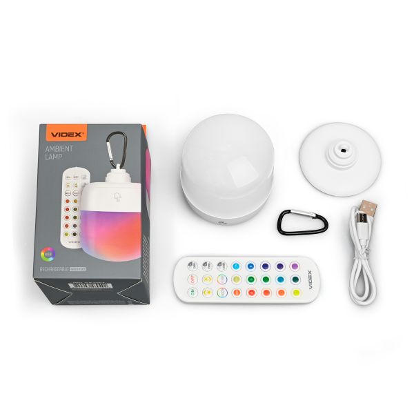 Акумуляторний сенсорний LED світильник з пультом та RGB VIDEX VL-NL103W-R
